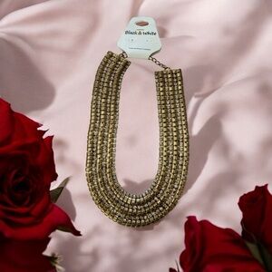 Gold Multi-Strand Necklace with Textured Beads